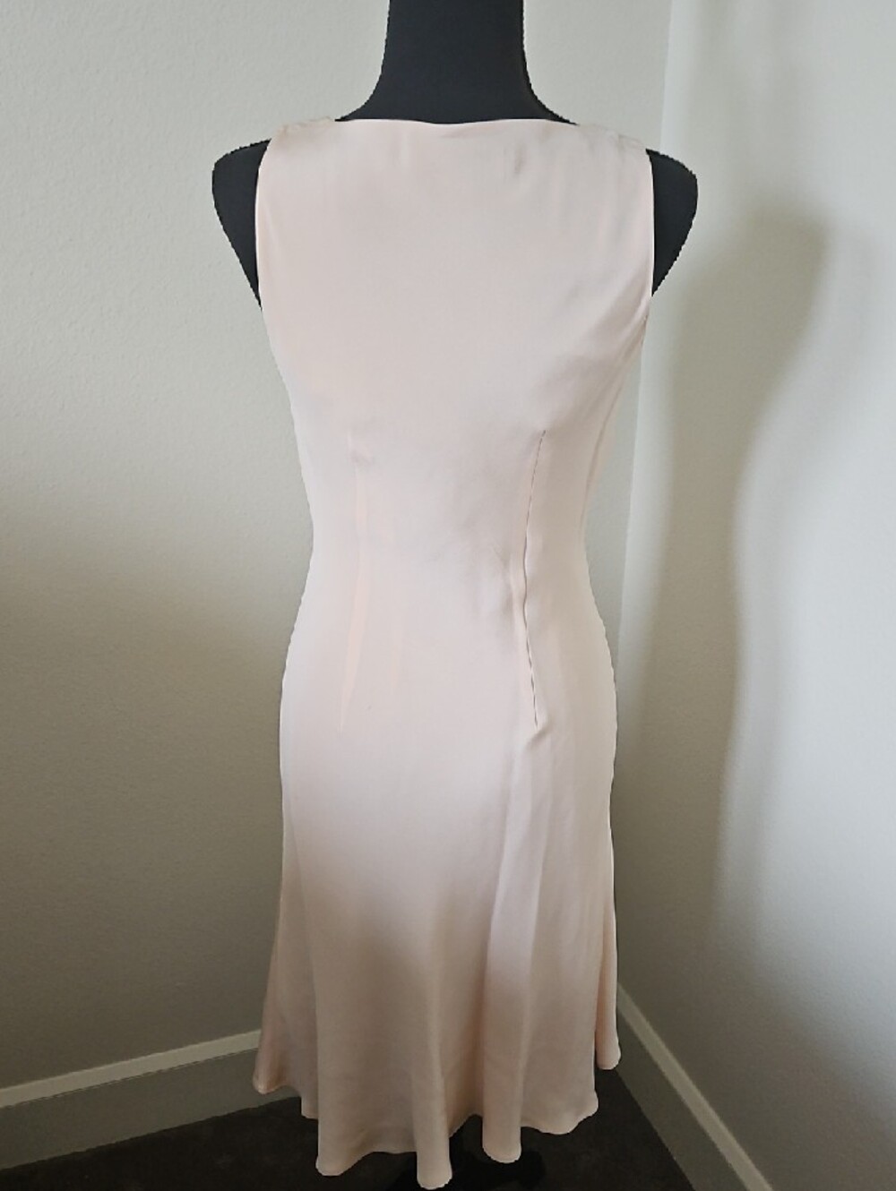 100% Peach-Pink Silk Slip Dress - Picture 2 of 6